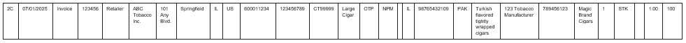 CSV Spreadsheet Example one