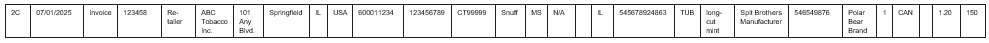 CSV Spreadsheet example three