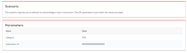 Expected Parameter Values for the Test Scenario